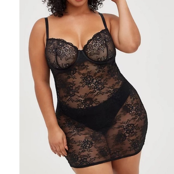 TORRID NWT UNDERWIRE CHEMISE - LACE BLACK - Picture 1 of 8